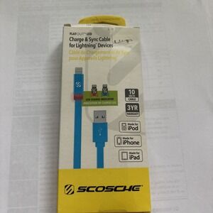Scosche FlatOut Tangle-Free Audio Cable 3ft Blue